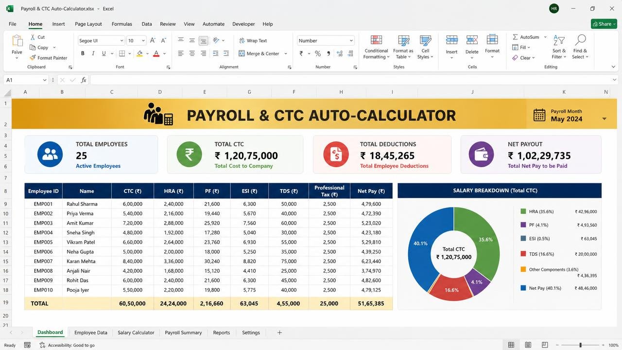 Payroll & CTC Auto-Calculator dashboard preview